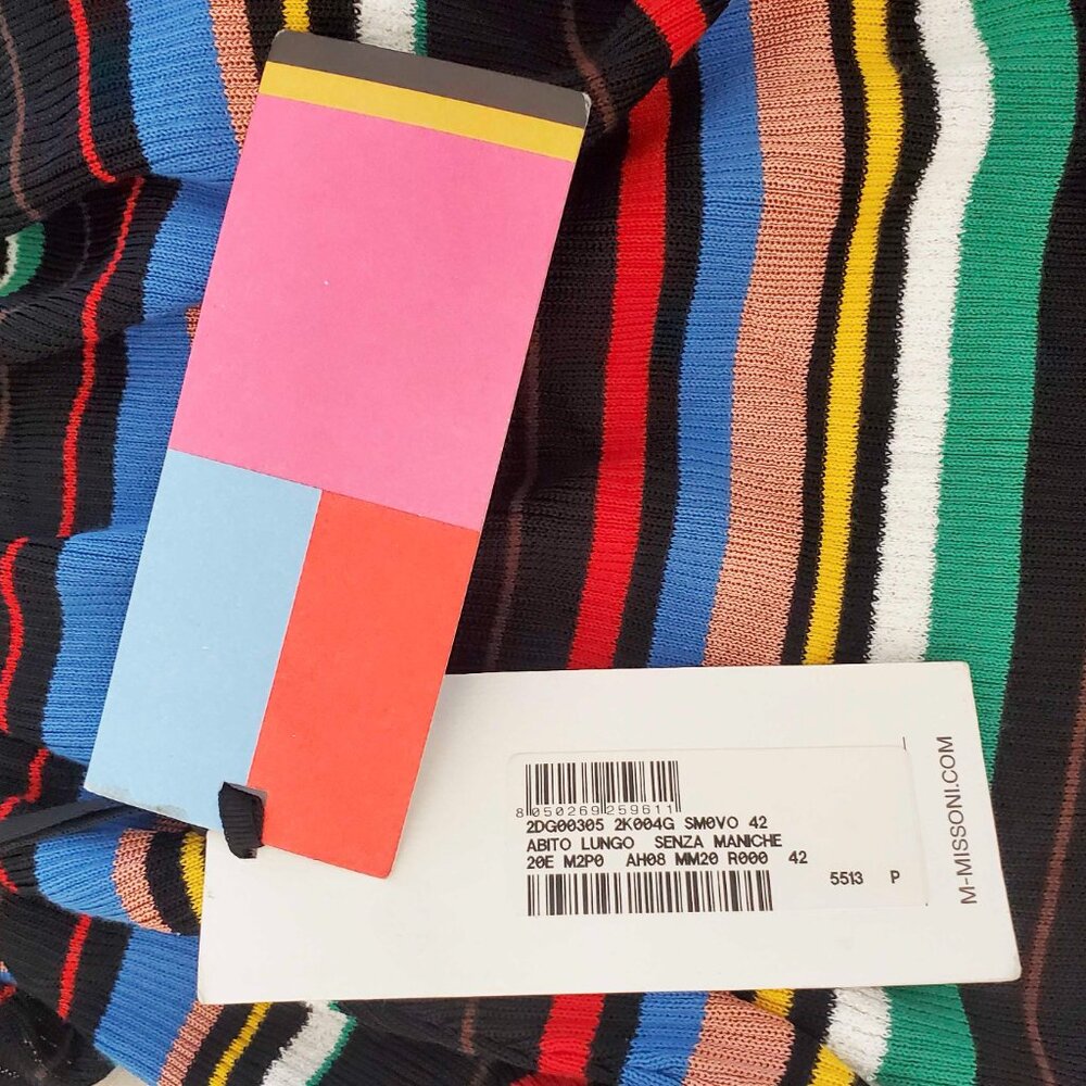 Missoni Womens Sleeveless Striped Knit Long Colorful Tube Dress 42 / 6 NWT - Picture 7 of 14